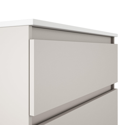 Saniclass Chacito Meuble de salle de bain - 80x40x55cm - lavabo en céramique blanc brillant - 1 vasque - 1 trou de robinet - 2 tiroirs - mat cotton (beige) SW1225244