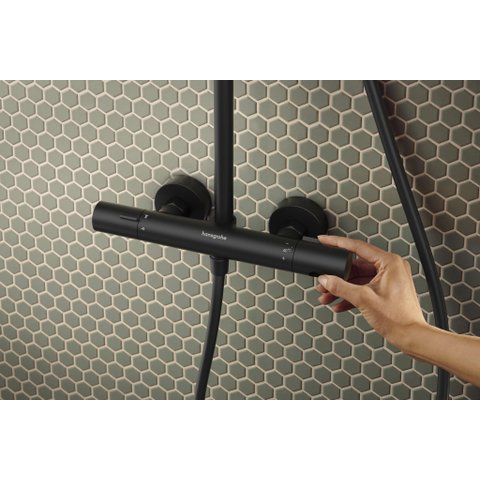 Hansgrohe Activera Q colonne de douche - 29x18cm - thermostatique - ecosmart - noir mat SW1566635
