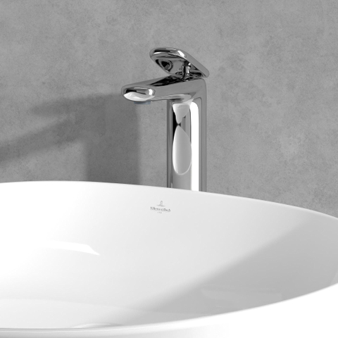 Villeroy & Boch Antao 1 greeps wastafelkraan verhoogd - met push open afvoergarnituur - hoogglans chroom SW974138