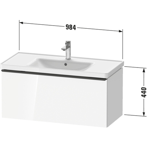 Duravit D-Neo wastafelonderkast 98.4x44x45.2cm 1 lade met softclose wit Hoogglans SW641146