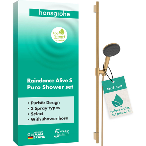 Hansgrohe Raindance Alive Select S Doucheset - 125 - 3jet - ecosmart - met glijstang Unica S Puro - 90 cm - geborsteld brons (brons) SW1388270