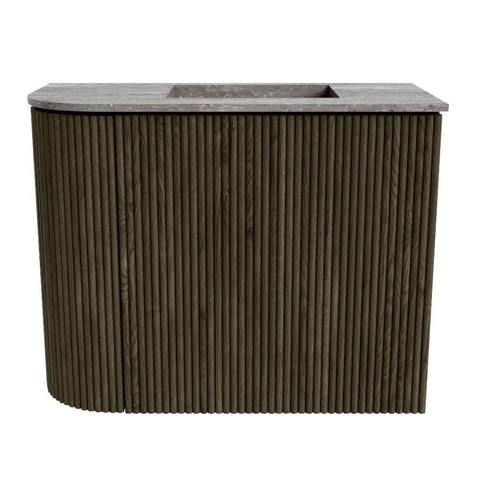 Mondiaz JOYA-DLUX Meuble de toilette 51,6cm - arrondi gauche couleur Shadow - Vasque FAYE position Droite Sans trou de robinet couleur Oza SW1425056