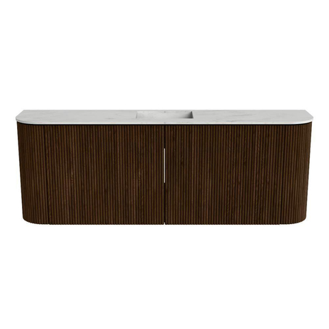 Mondiaz JOYA-DLUX 113.2cm toiletmeubel - ronding links en rechts kleur Walnut - Wastafel FAYE positie Midden 1 kraangat kleur Opalo. SW1422600