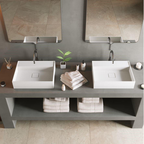 Ideavit Solidbliss wastafel - 50x40x12cm - zonder kraangat - wit SW704525