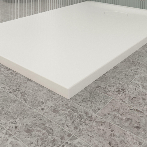 Villeroy & Boch Ecora douchebak - 120x80x3.5cm - afvoer korte zijde - stone white (wit) SW1558947