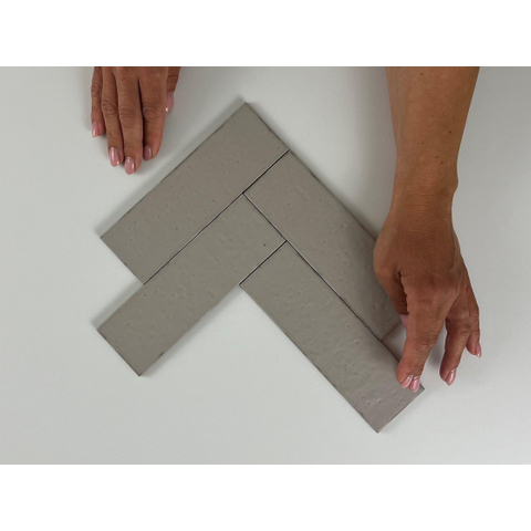 SAMPLE Terravito Nocino wandtegel - 6x18.6cm - Morchella mat (grijs) SW1221254