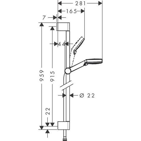 Hansgrohe Crometta Vario - doucheset - ecosmart 9l/min. - met douchestang - 90 cm - wit/chroom - wit chroom SW73218