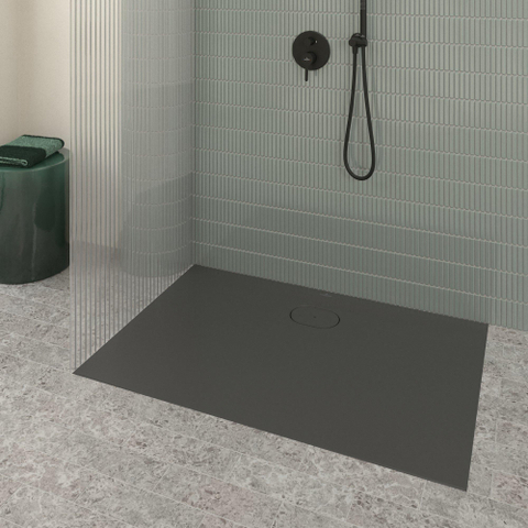 Villeroy & Boch Ecora douchebak - 120x80x3.5cm - afvoer lange zijde - anthracite (antraciet) SW1558972