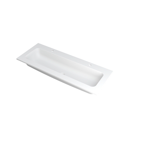 Ink faktor lavabo 120x1.5x45cm 2 trous pour robinet 1 évier polystone blanc mat SW207276