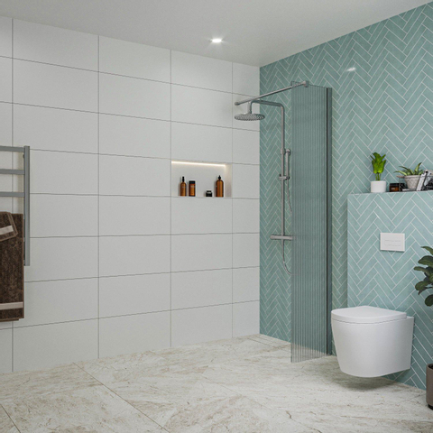 Fortifura Galeria inloopdouche - 40x200cm - ribbelglas - wandarm - hoogglans chroom SW876947