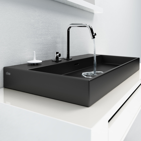 Clou Wash Me lavabo 90x42cm sans bonde Céramique Noir mat SW9257