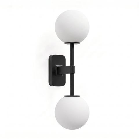 Astro Tacoma Twin Wandlamp/Plafondlamp - 230V - IP44 - bol - wit glas - mat zwart SW1569676