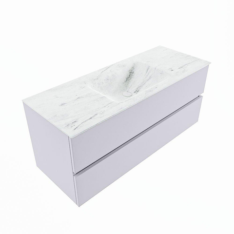 MONDIAZ VICA-DLUX Ensemble meuble de salle de bains - 120cm - meuble bas cale - 2 tiroirs - vasque encastrée cloud centrale - sans trous de robinet - version haute 60cm - opalo SW1088739