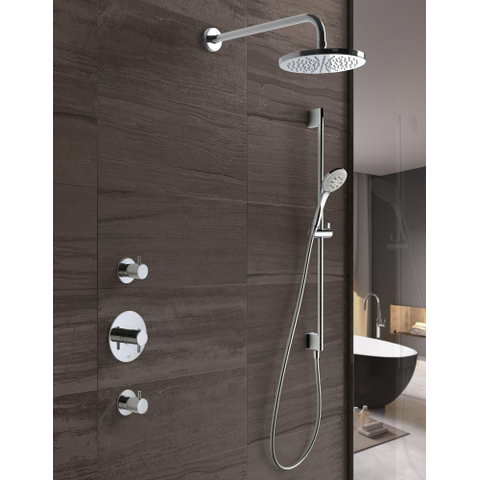 Hotbath Get Together Laddy R Set de douche complet encastrable avec 2 robinets d'arrêt IBS2 modèle droit et bras mural 20cm chrome SW12109
