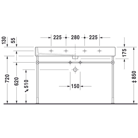 Duravit Vero Dubbele wastafel - 120x47cm - met 2 kraangaten - met overloop - wit GA42231