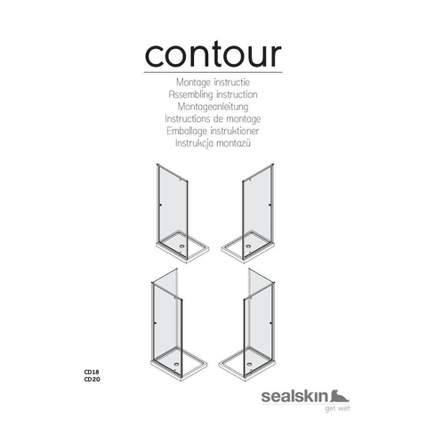 Sealskin get wet Contour draaideur voor nis 90 cm. 200 cm hoog. RVS. 6 mm helder veiligheidsglas TWEEDEKANS OUT6962