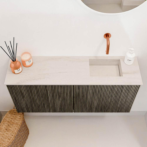 Mondiaz JOYA-DLUX 90cm toiletmeubel - kleur Shadow - Wastafel FAYE positie Rechts Zonder kraangat kleur Meli. SW1424889