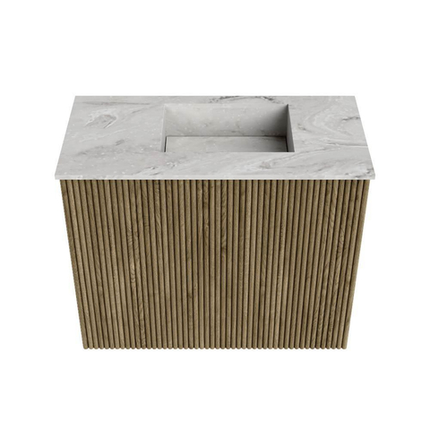 Mondiaz JOYA-DLUX Meuble de salle de bains 50cm - couleur Dusk - Vasque FAYE position Droite Sans trou de robinet couleur Glace. SW1423133