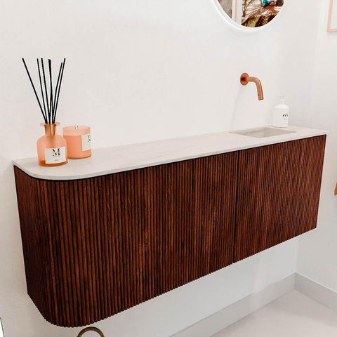 Mondiaz JOYA-DLUX 111.6cm toiletmeubel - ronding links kleur Ruby - Wastafel FAYE positie Rechts Zonder kraangat kleur Meli. SW1425398