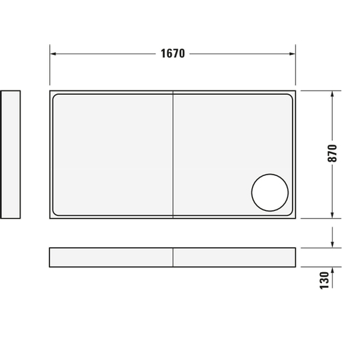 Duravit Starck Slimline Kunststof douchebak acryl rechthoekig - 170x90x6cm - zonder poten - wit 0297250