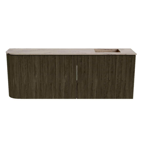 Mondiaz JOYA-DLUX Meuble de salle de bains - 111,6cm - arrondi gauche couleur Shadow - Vasque FAYE position Droite Sans trou de robinet couleur Arena SW1424849