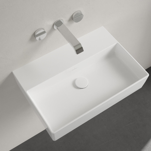 Villeroy & Boch memento 2.0 wastafel onderzijde - geslepen - 60x42cm - zonder overloop - zonder kraangat - White Alpine (glans wit) SW358425