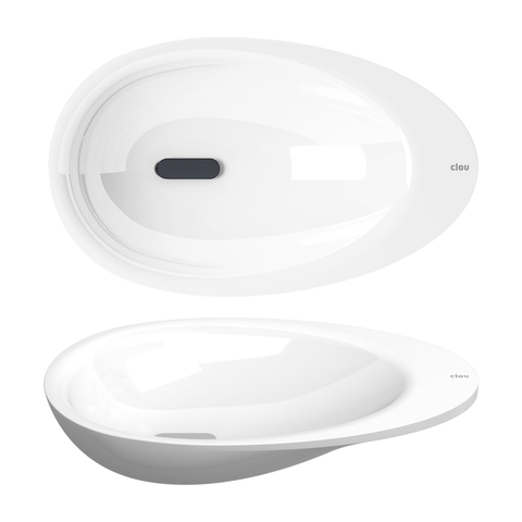 Clou First lave-mains - 36x21.8x8cm - ovale - pierre minérale - sans trou robinet - blanc SW9274