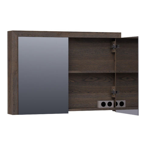 BRAUER Rise spiegelkast – 99x70x15 cm – zonder verlichting – 2 deuren, dubbelzijdige spiegeldeuren – Eiken zwart SW223492