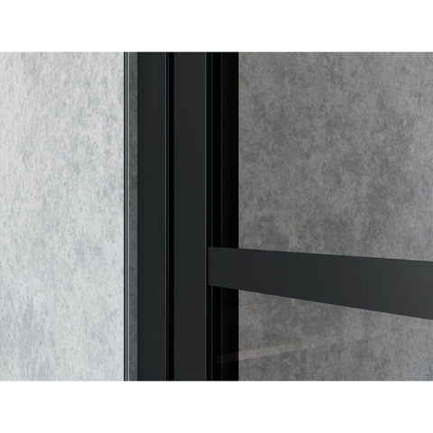 Marenza Bellini Cabine de douche - 90x90cm - panneau fixe - verre de sécurité - cadre lignes extérieur - anti-calcaire - noir mat SW543442