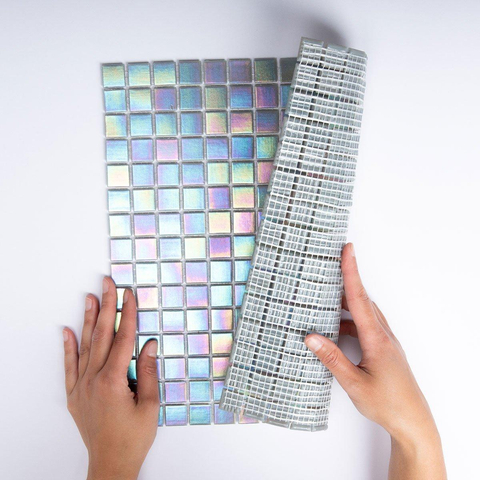 La Mosaic Factory Amsterdam carreau mosaïque - 32,2x32,2cm - carrelage mural et de sol - Carré - Verre Gris Foncé brillant SW62152