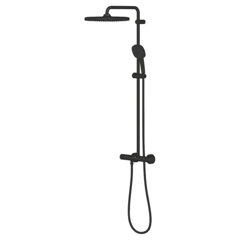 Grohe Tempesta 250 Cube Regendoucheset - hoofddouche 25cm - vierkante handdouche - 2 straalsoorten - met thermostaatkraan - matte black (mat zwart) SW1077349