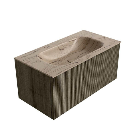 MONDIAZ KURVE-DLUX 90cm badmeubel kleur Shadow met 1 lade en 0 deuren. Wastafel BIG SMALL Midden 1 kraangat Arena. SW1431291