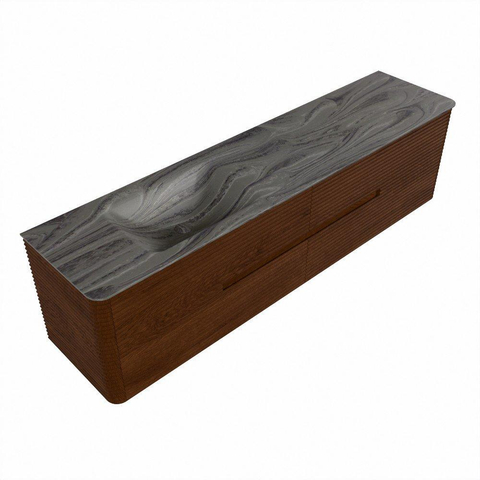 Mondiaz CIRO-DLUX Ensemble meuble de salle de bains - 190x45x50cm - plan-vasque Solid surface Sombra - 1 vasque à gauche - sans trous de robinetterie - 4 tiroirs - Ruby SW1532043
