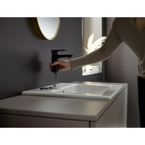 Hansgrohe Vernis Blend Eengreeps wastafelmengkraan - 100 - coolstart - met PopUp - trekwaste - mat zwart SW642529