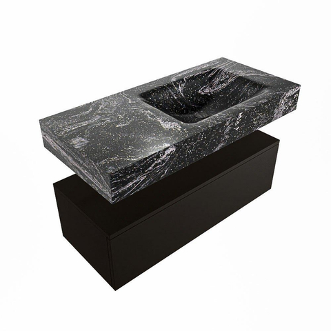 MONDIAZ ALAN - DLUX Badkamermeubelset - 100cm - onderkast - Urban - 1 lade - vrijhangende wastafel - wasbak rechts - 0 kraangaten - Lava SW807958