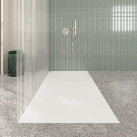 Villeroy & Boch Ecora douchebak - 180x90x4.5cm - afvoer korte zijde - stone white (wit) SW1558877