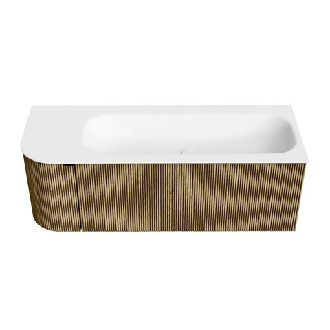 Mondiaz KURVE Ensemble de meuble de salle de bains - 125x46x40cm - 1 tiroir - 1 porte - lavabo solid surface - droit - 1 trou de robinet - Dusk SW1414768