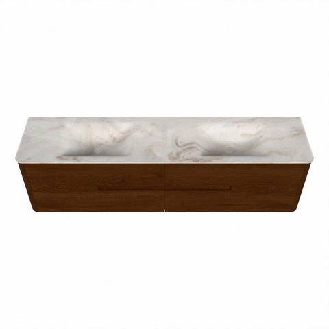 Mondiaz CIRO-DLUX Ensemble de meubles de salle de bains - 190x45x50cm - lavabo en solid surface Frappe - 2 vasques double - 2 trous de robinet - 4 tiroirs - Ruby SW1531561