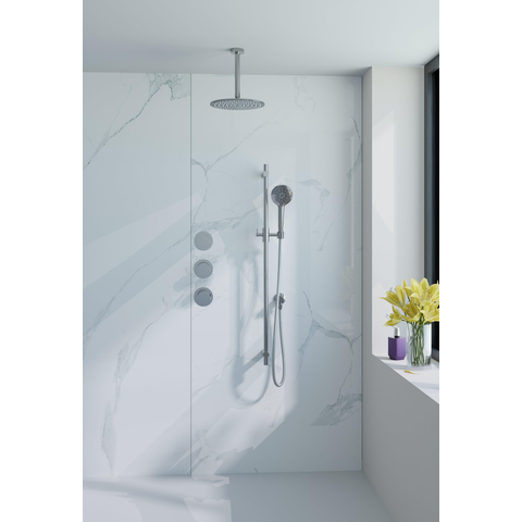 Fortifura Nebbio opbouw regendoucheset – 20 cm plafondbuis – 1-stands ronde handdouche – glijstang 91 cm – chroom SW1447066