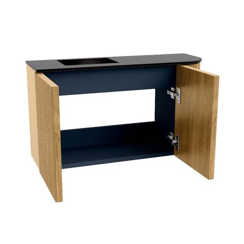 Mondiaz JOYA 71.6cm meuble de salle de bains WC - arrondi droit couleur Chêne - Vasque FAYE position Gauche 1 trou de robinet couleur Urban. SW1421200