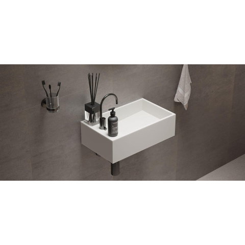 Ideavit Solidcube fontein - 50x30x15cm - rechthoek - kraangat rechts - zonder waste - mat wit SW85924