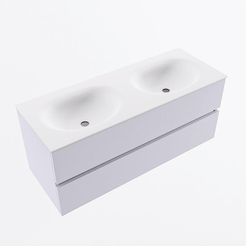 Mondiaz VICA Ensemble de meubles de salle de bains - 120cm - cale - 2 tiroirs - Lavabo MOON - double sans trou de robinet - couleur talc - Version XL 60cm de haut SW1189307
