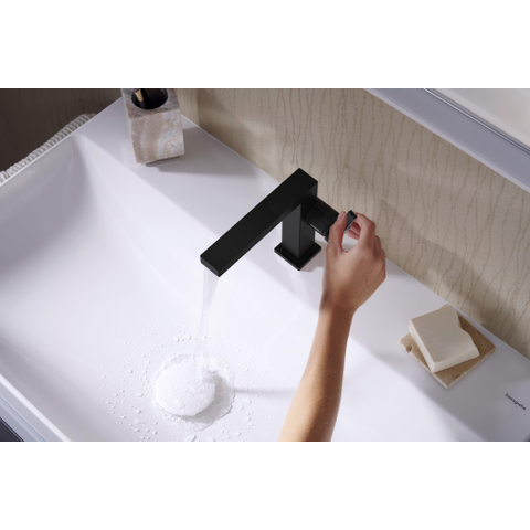 Hansgrohe Tecturis E Wastafelmengkraan - push to open plug - 15.8cm uitloop - coolstart - mat zwart SW918665