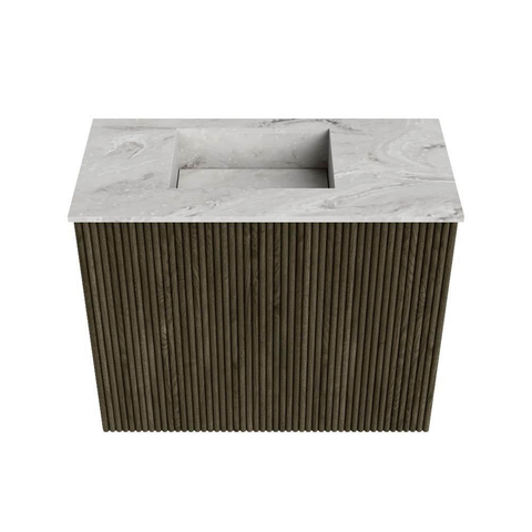 Mondiaz JOYA-DLUX 50cm toiletmeubel - kleur Shadow - Wastafel FAYE positie Links Zonder kraangat kleur Glace. SW1422745