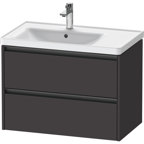 Duravit Ketho.2 Wastafelonderbouwkast - met 2 laden - voor waskom links - 78.4x45.5x54.9cm - met grepen antraciet - grafiet supermat SW772989