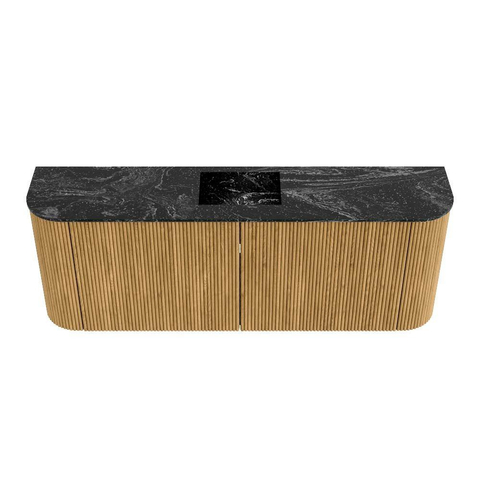 Mondiaz JOYA-DLUX 113.2cm toiletmeubel - ronding links en rechts kleur Oak - Wastafel FAYE positie Midden Zonder kraangat kleur Lava. SW1422138