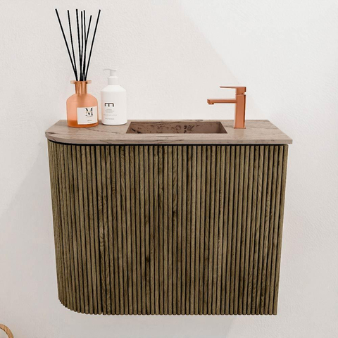 Mondiaz JOYA-DLUX 51.6cm toiletmeubel - ronding links kleur Dusk - Wastafel FAYE positie Rechts 1 kraangat kleur Arena. SW1425762