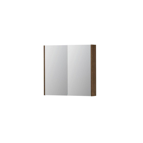 INK SPK2 Chocolate spiegelkast – 80x74x14 cm – 2 deuren, dubbelzijdige spiegeldeuren – Massief Eiken mat SW440024