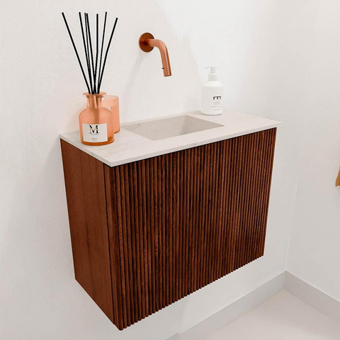 Mondiaz JOYA-DLUX 50cm toiletmeubel - kleur Ruby - Wastafel FAYE positie Midden Zonder kraangat kleur Meli. SW1425339