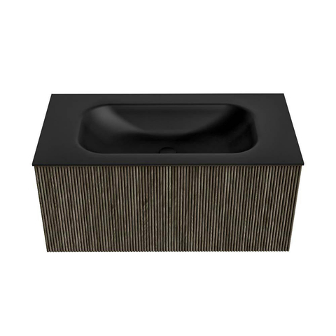 Mondiaz KURVE Badkamermeubelset - 90x46x40cm - 1 lade - wastafel solid surface - midden - zonder kraangat - Shadow SW1414258